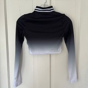 Balera Black and White Ombre Long Sleeve Crop Top Turtleneck